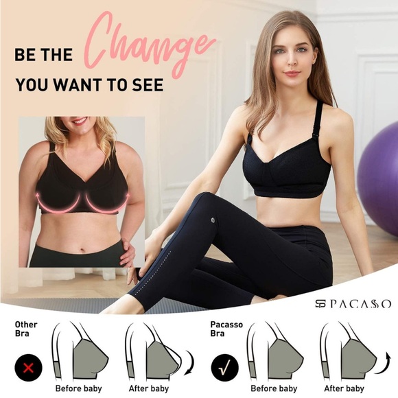 SPACASO womens black hands free nursing maternity plus size XXL wirefree bra NWT - Picture 9 of 10